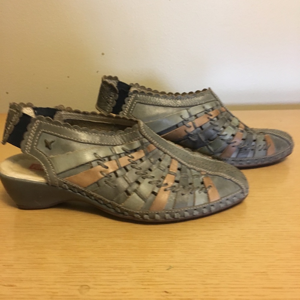 Pikolinos Romana Leather Slingback Boho peasant Woven Closed- Toe Sandal